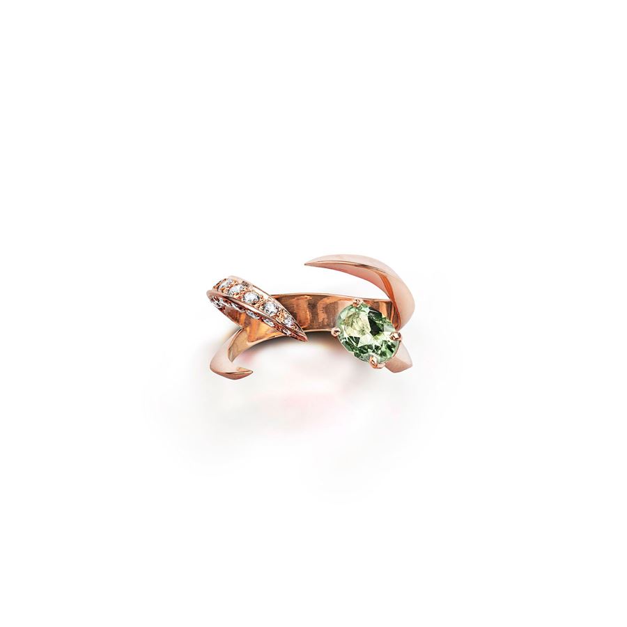 Anello 'Solis' quattro elementi in oro rosa e tormalina SOLIS | AN4 1TORM PVVD CT.0,60 + 0,30